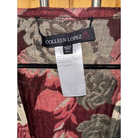 Colleen Lopez Floral Fringe Animal Print Shawl Wrap Scarf Boho Chic Hippy M L - Picture 3 of 11